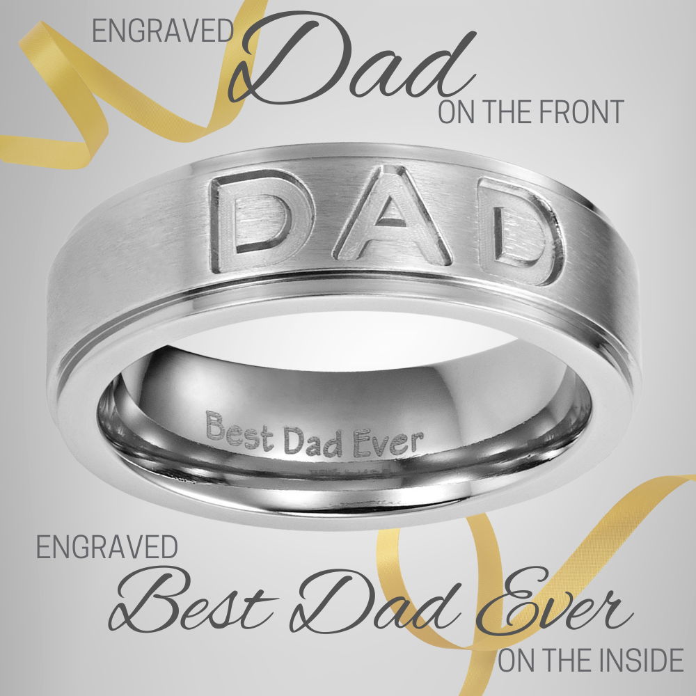 DAD Titanium Ring 7mm Etched Best Dad Ever