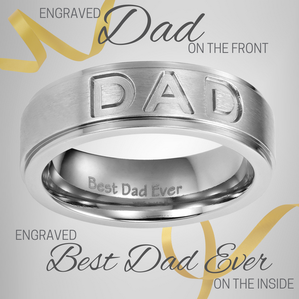 DAD Titanium Ring 7mm Engraved Best Dad Ever
