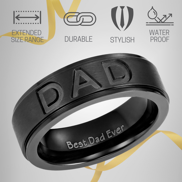 Best Dad Ever Ring Black Titanium Ring 7mm