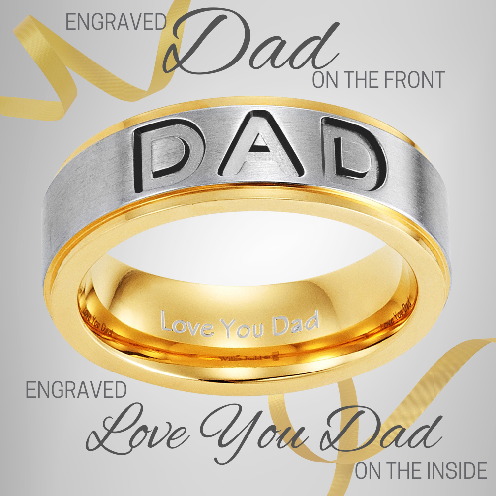 Men's Dad Ring Etched  Love You Dad