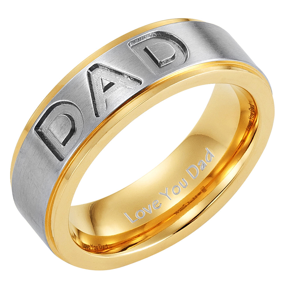 Men's Dad Ring Etched  Love You Dad