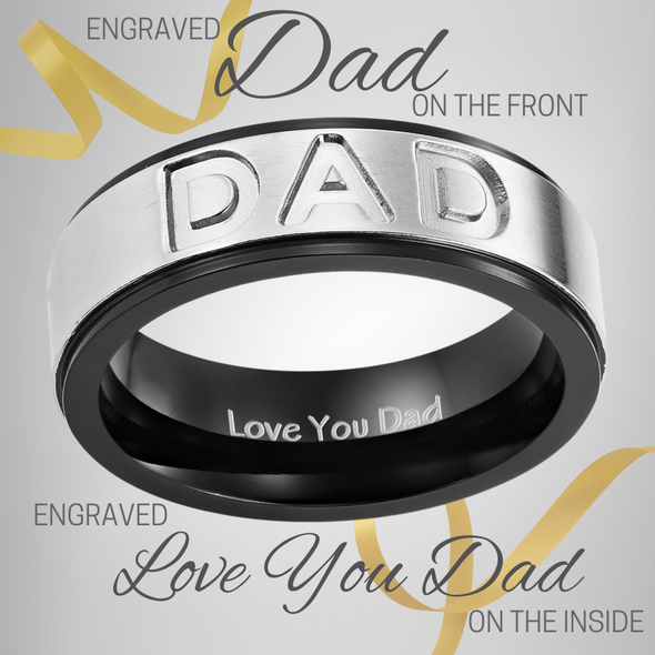 Men's Dad Titanium Engraved Ring - Love You Dad