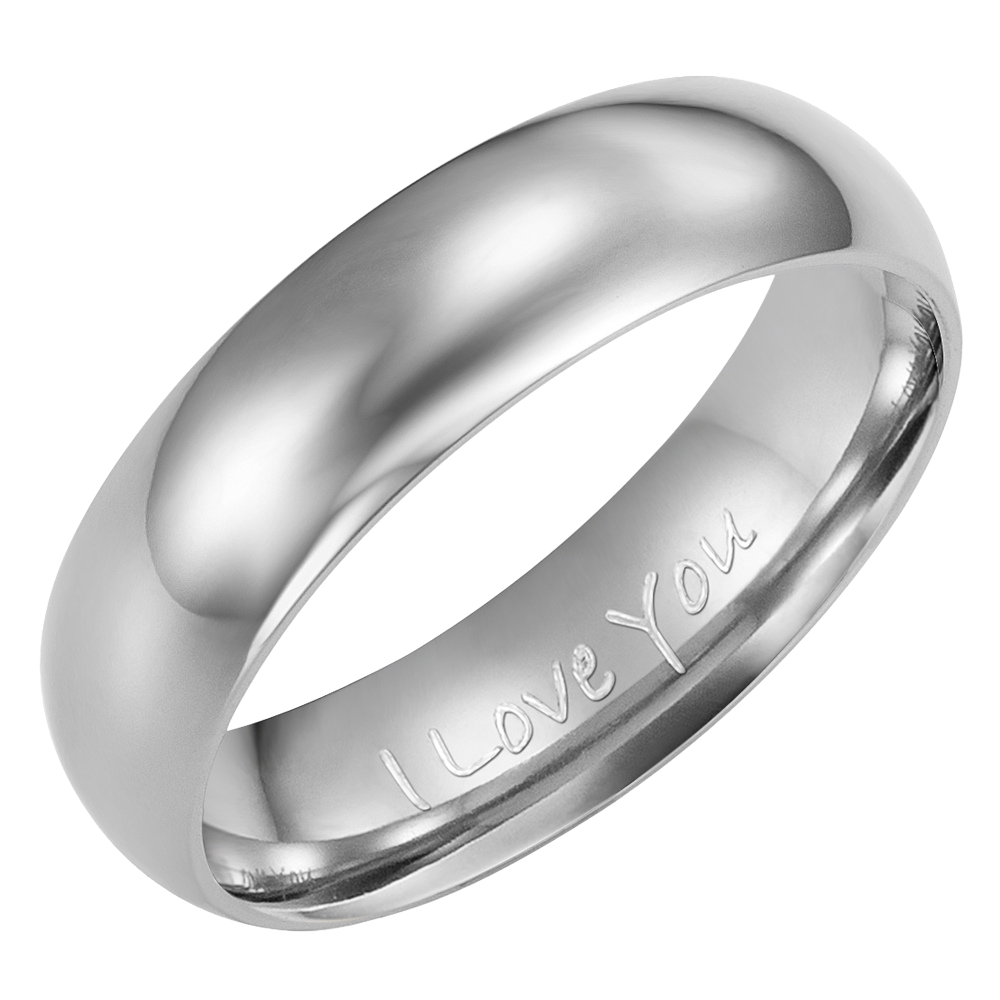Men's Titanium Ring Engraved - I Love You - 7mm wide