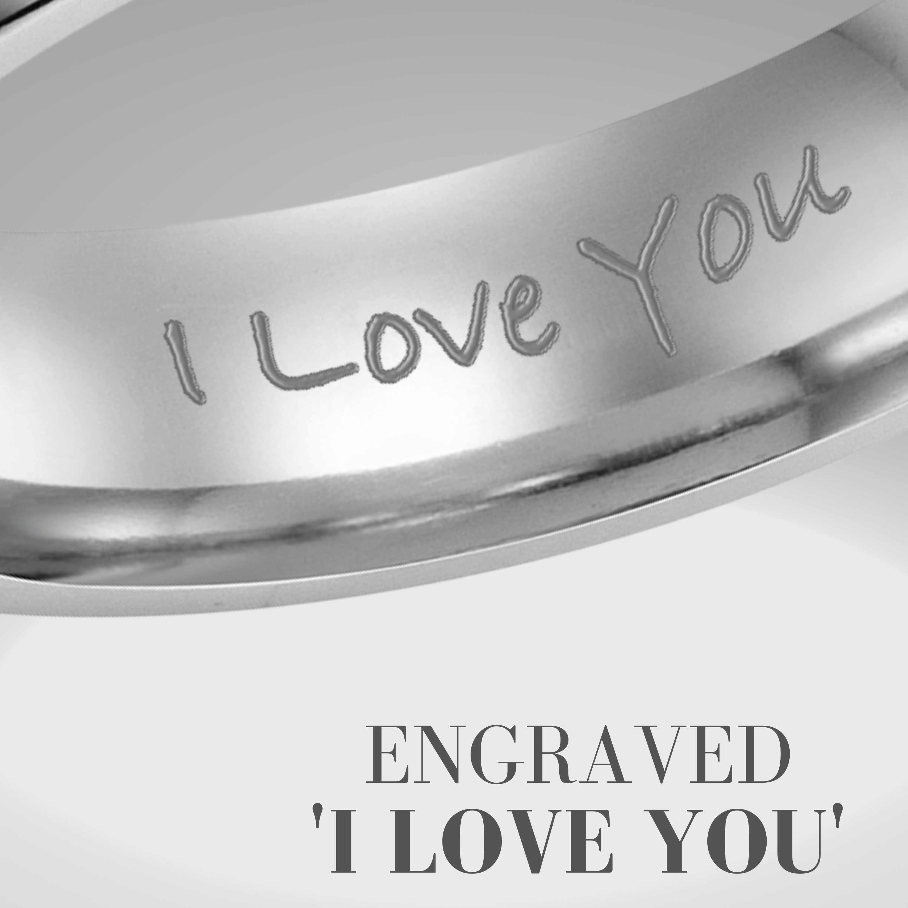 Men's Tungsten Ring Etched I Love You - 6mm