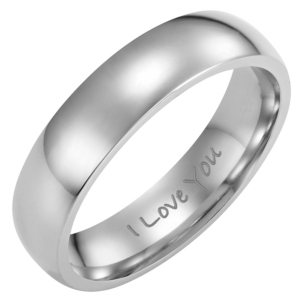 Men's Tungsten Ring Engraved I Love You - 6mm
