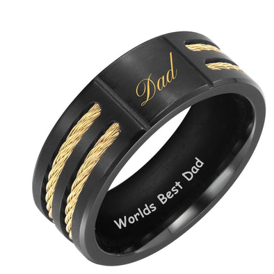 Worlds Best Dad Ring Black Titanium
