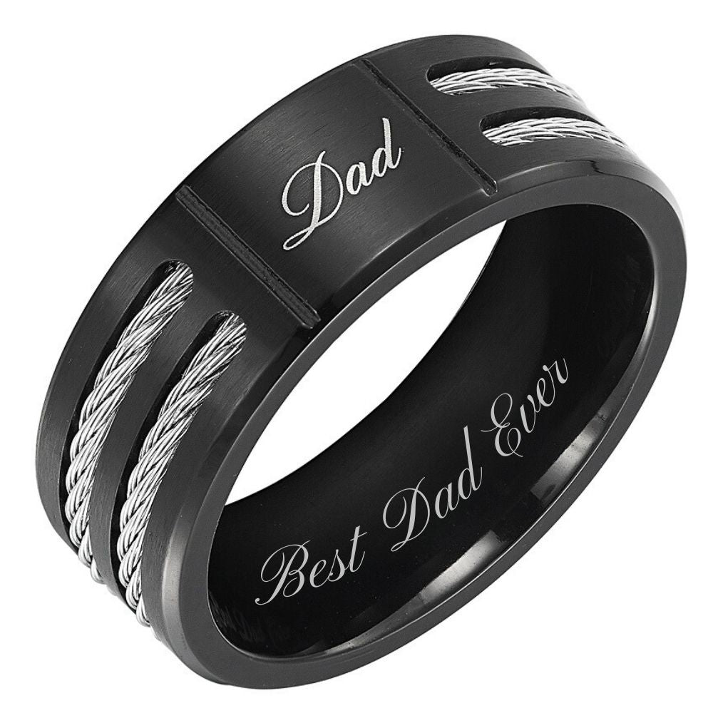 Best dad ever etched ring in black