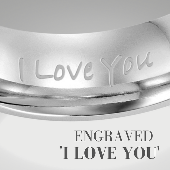 Men’s Titanium Ring Engraved I Love You with Blue Carbon Fiber 7mm
