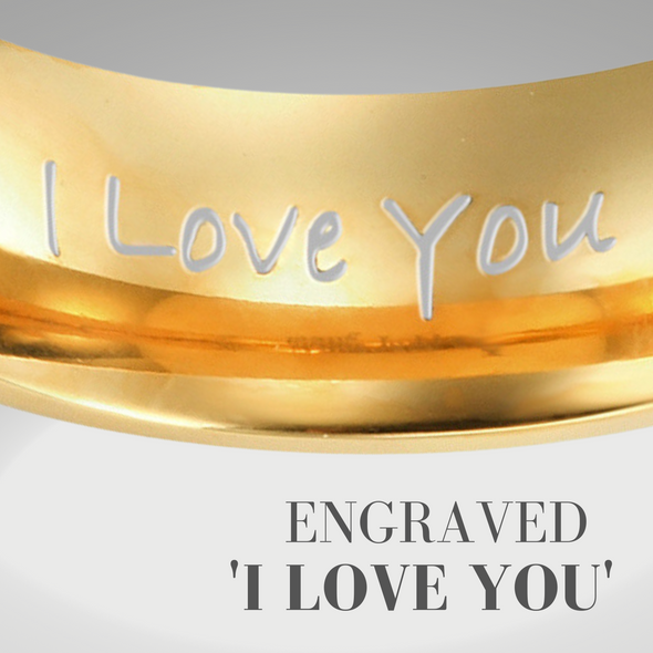 Men’s Gold Titanium Ring Engraved I Love You 7mm
