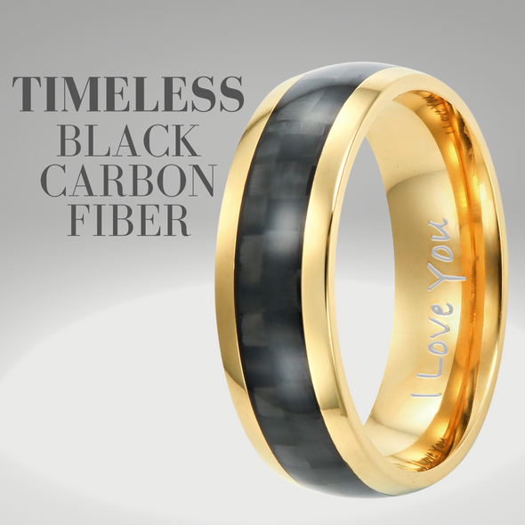 Men’s Gold Titanium Ring Engraved I Love You 7mm