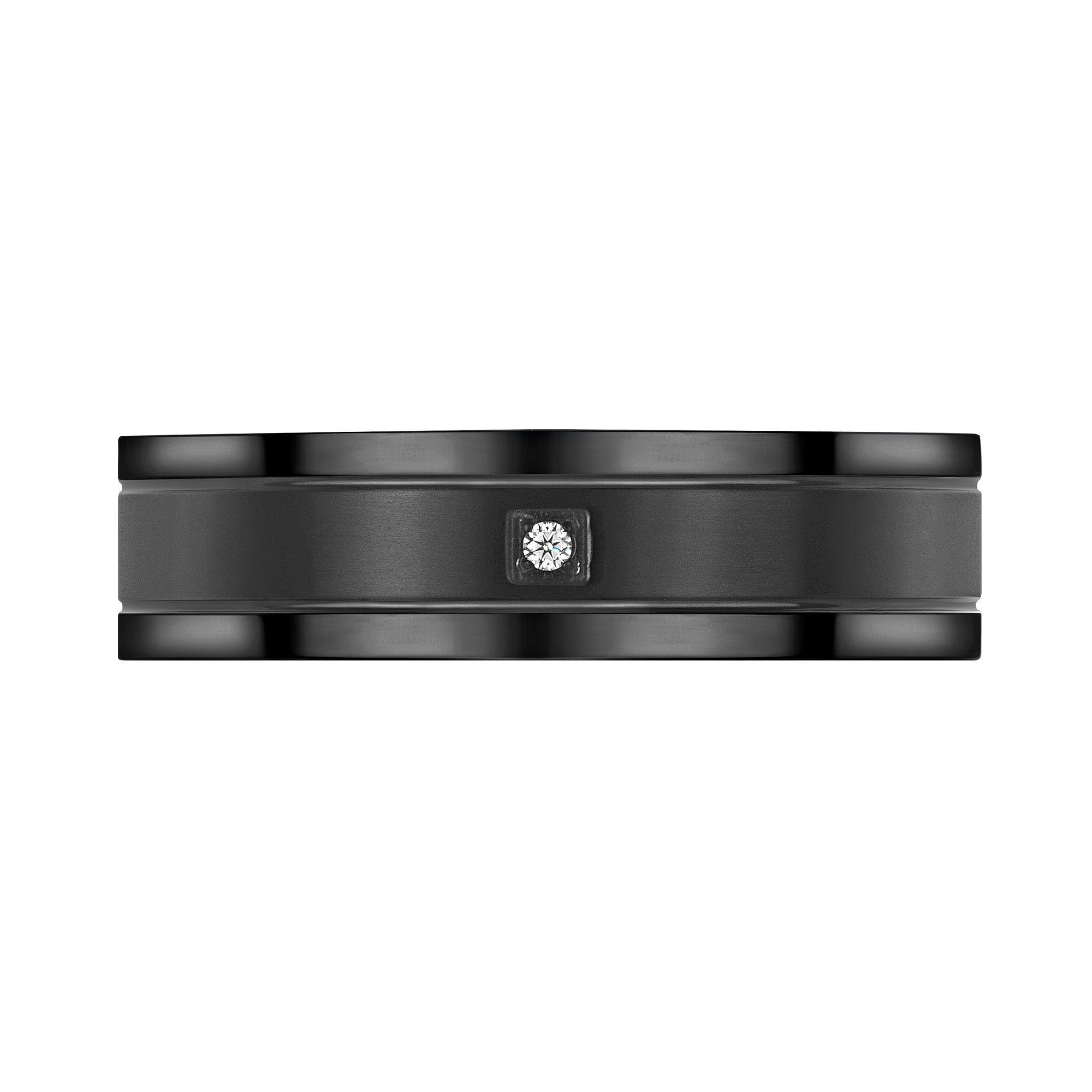 Mens Black Titanium CZ Ring I Love You 7mm