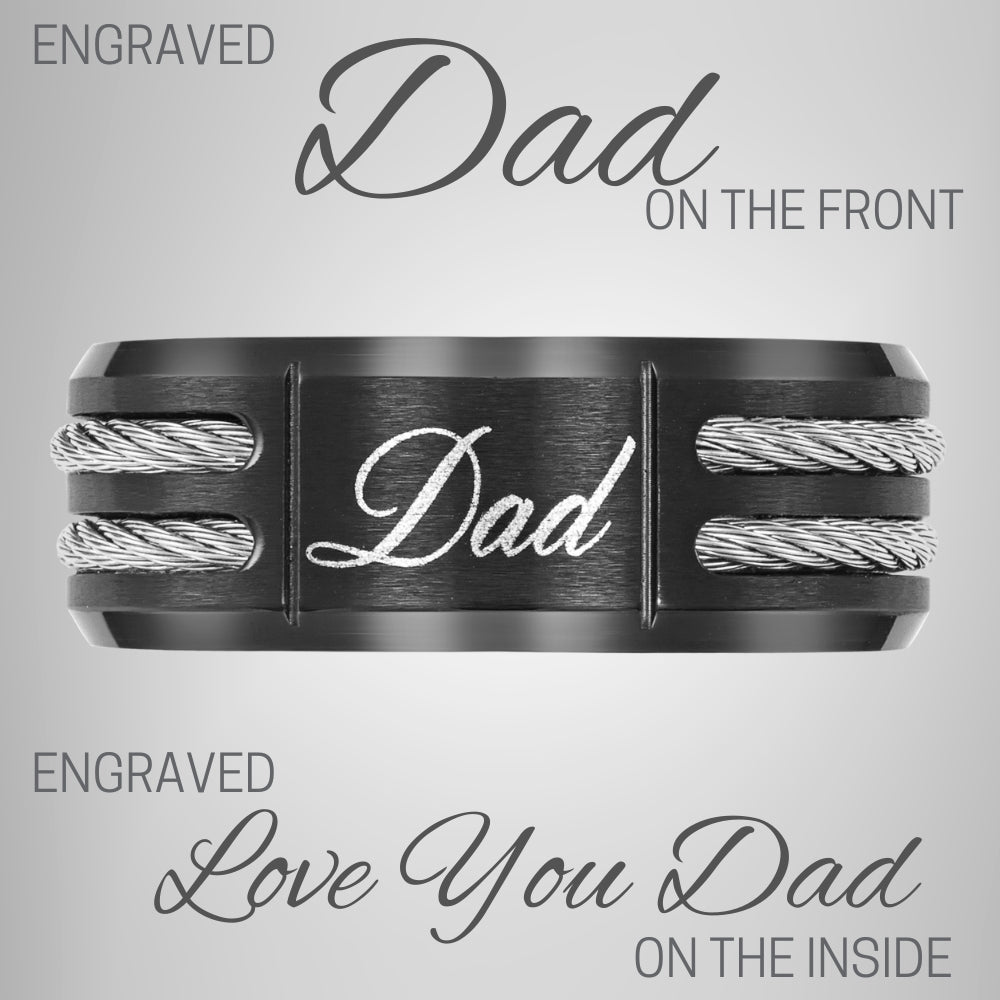 Mens Dad Ring Engraved Love You Dad
