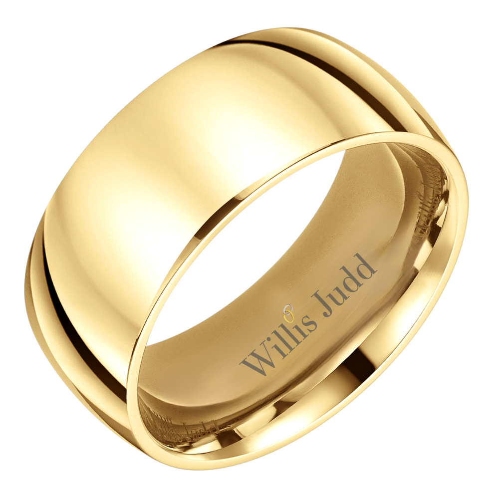Mens 9mm Gold Titanium Ring