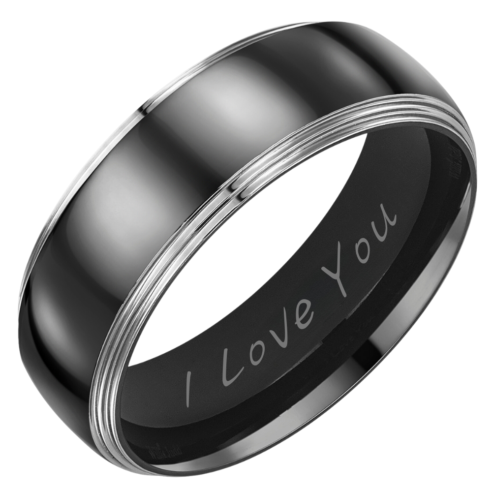 I Love You Mens Titanium Ring
