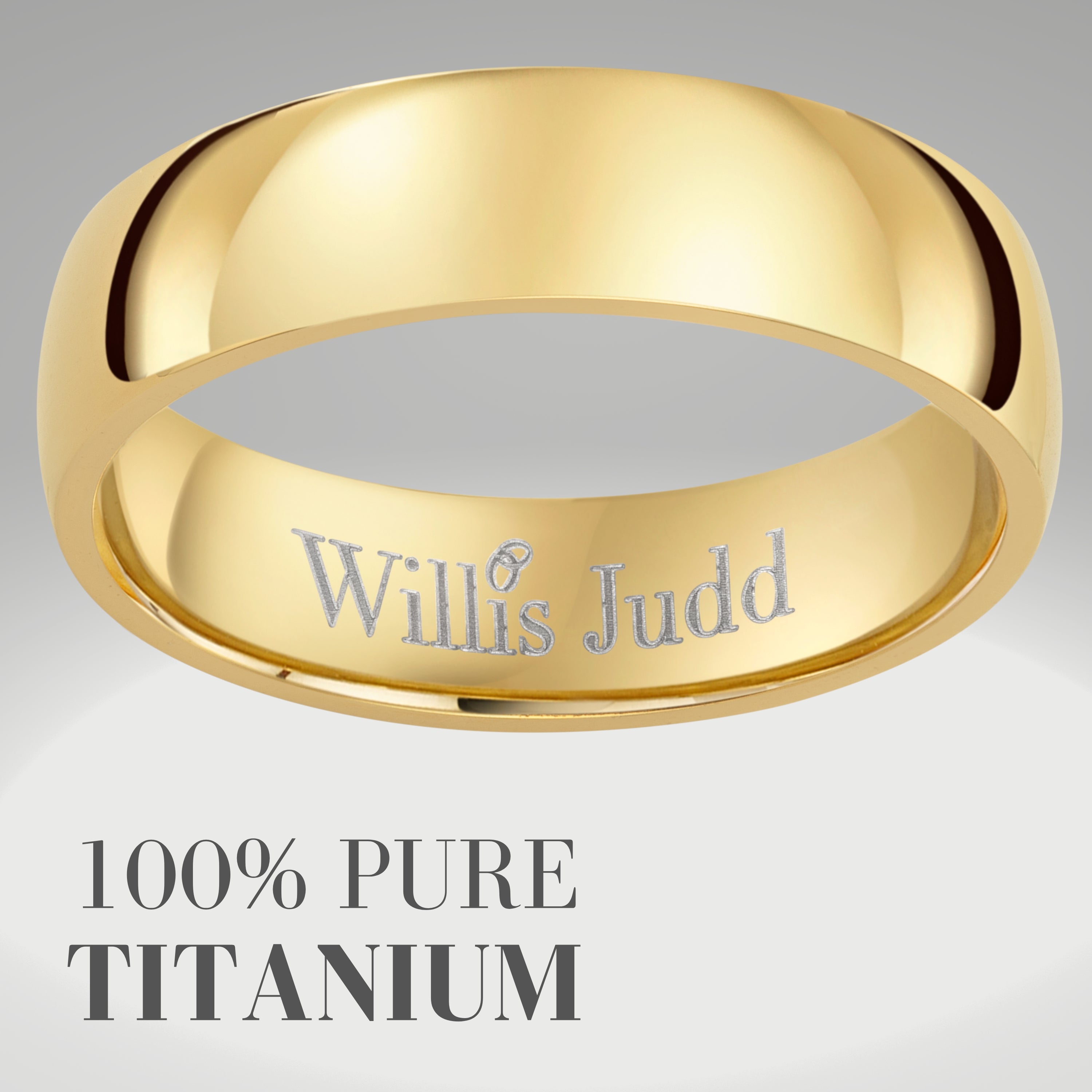 Mens 6mm Gold Titanium Ring