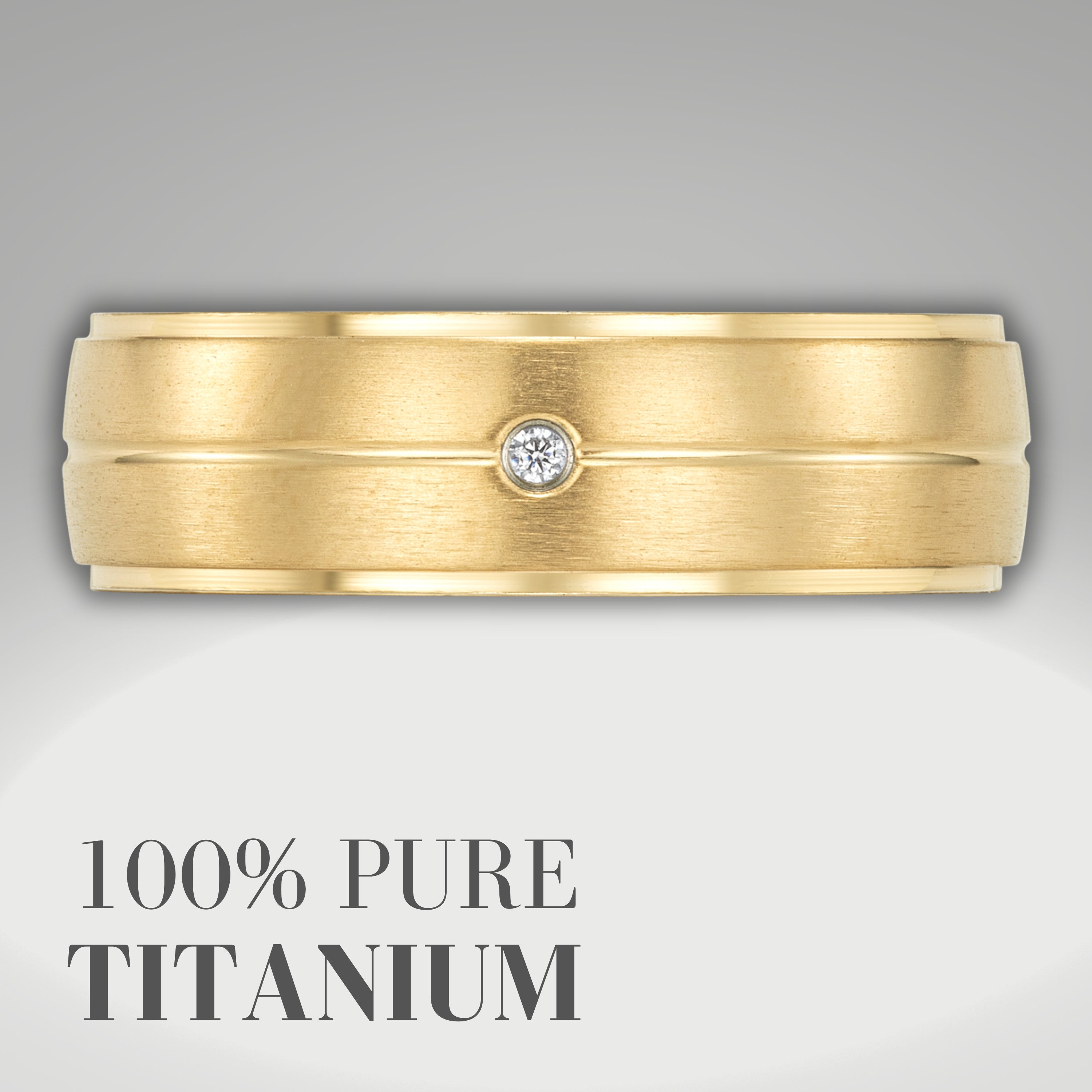 Willis Judd Titanium Mens Gold Ring CZ Engraved I Love You in Wooden Gift Box 7mm