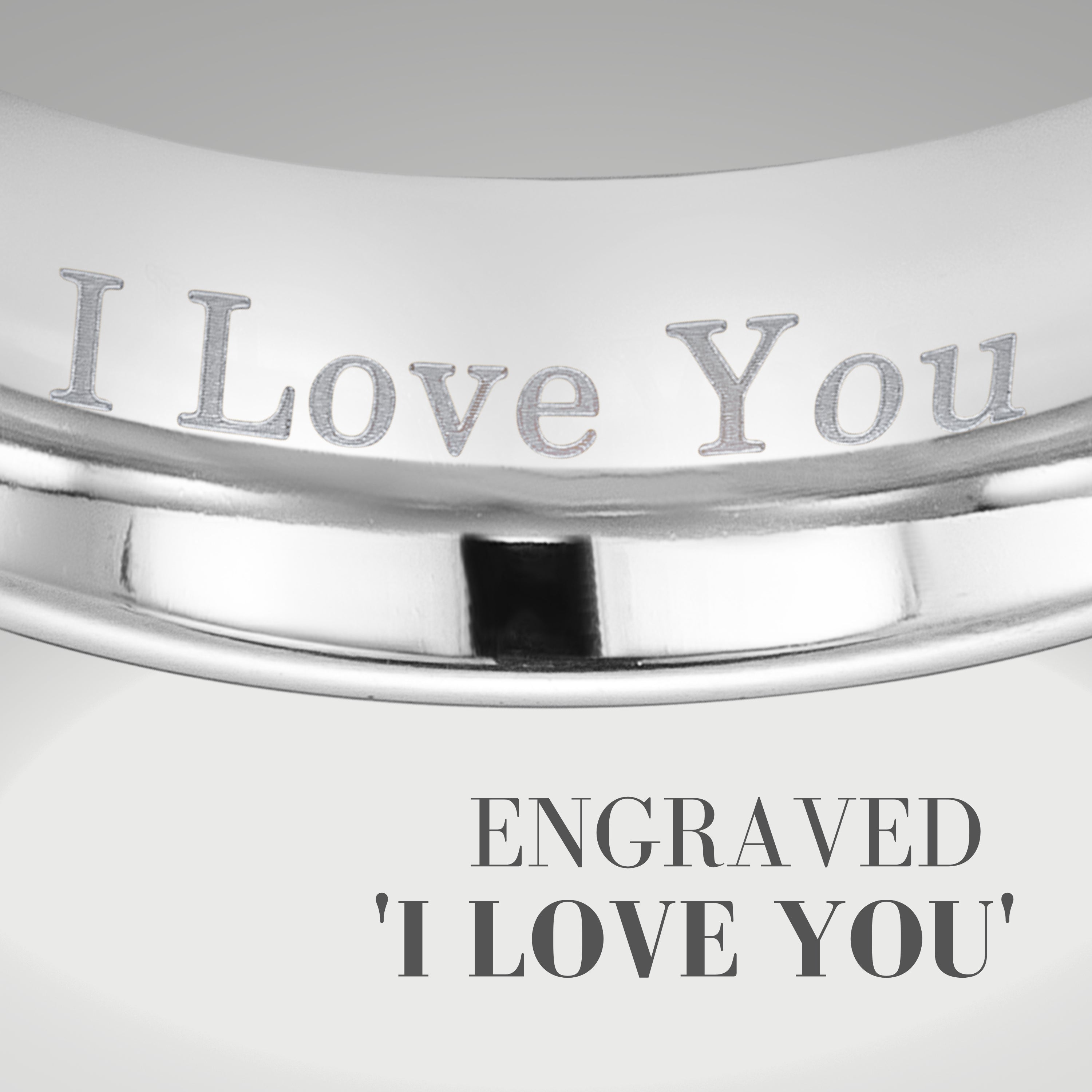 Willis Judd Mens Tungsten Ring CZ Stone Engraved I Love You in Wooden Gift Box 7mm