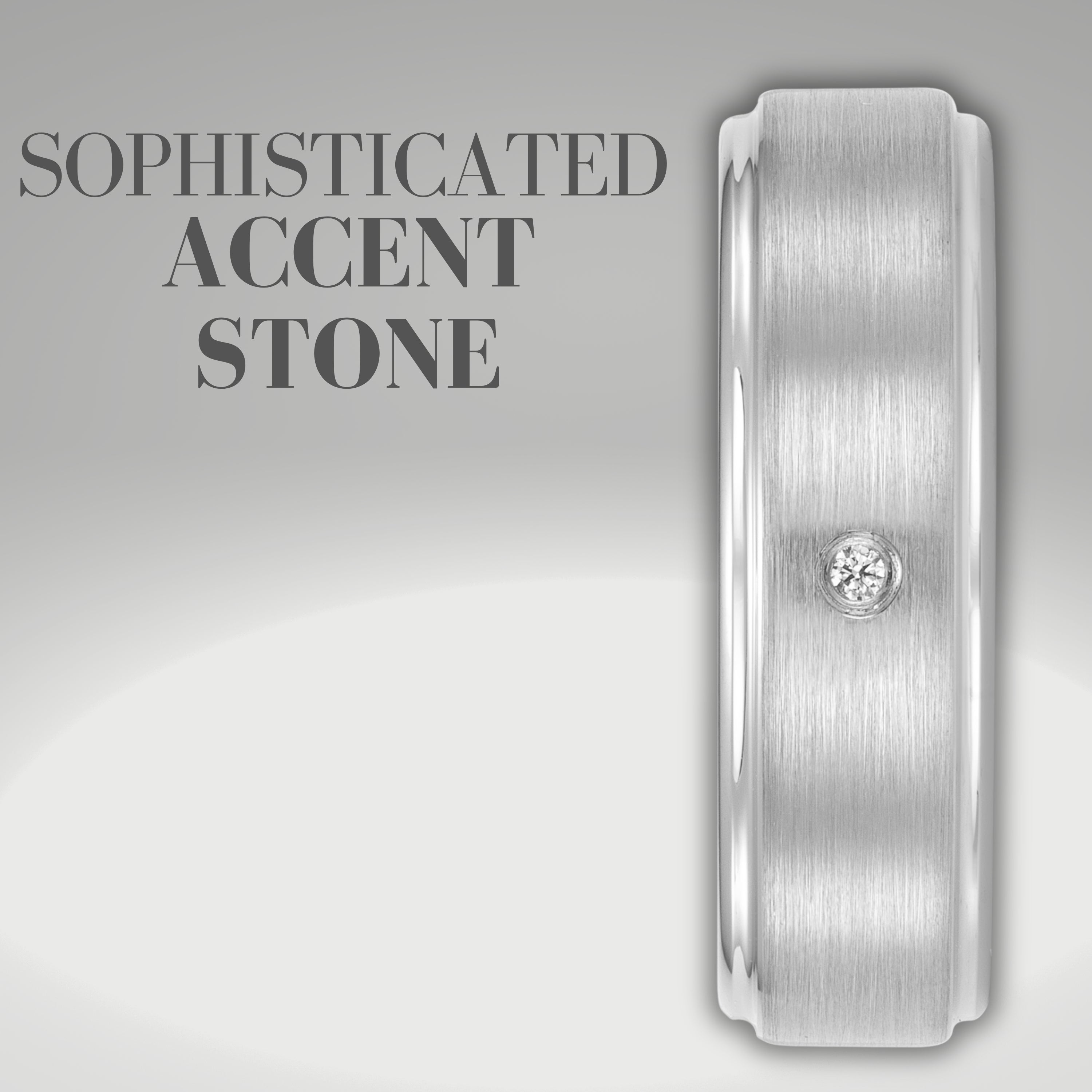 Willis Judd Mens Tungsten Ring CZ Stone Engraved I Love You in Wooden Gift Box 7mm