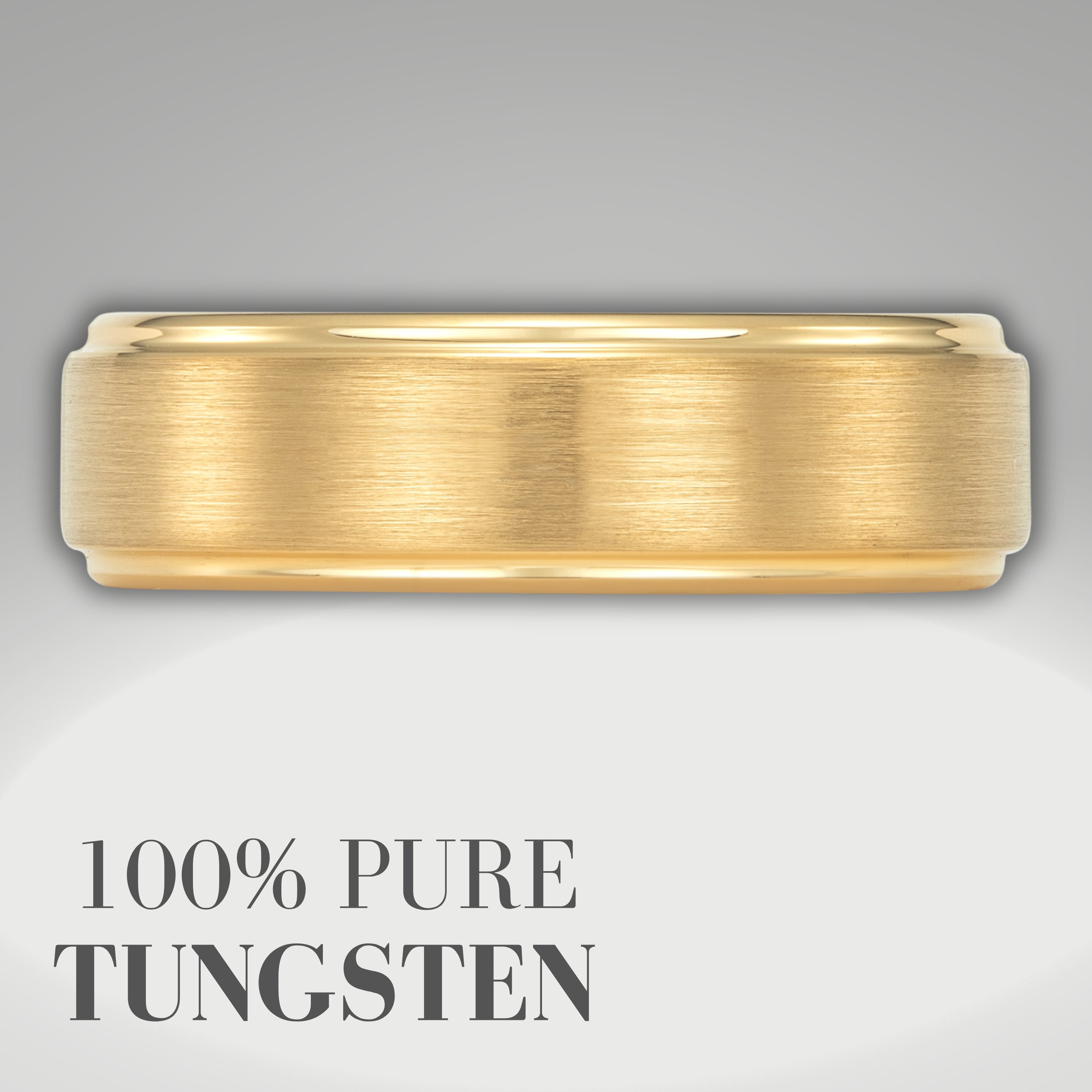 Willis Judd Mens Tungsten Gold Ring Engraved I Love You in Wooden Gift Box 7mm