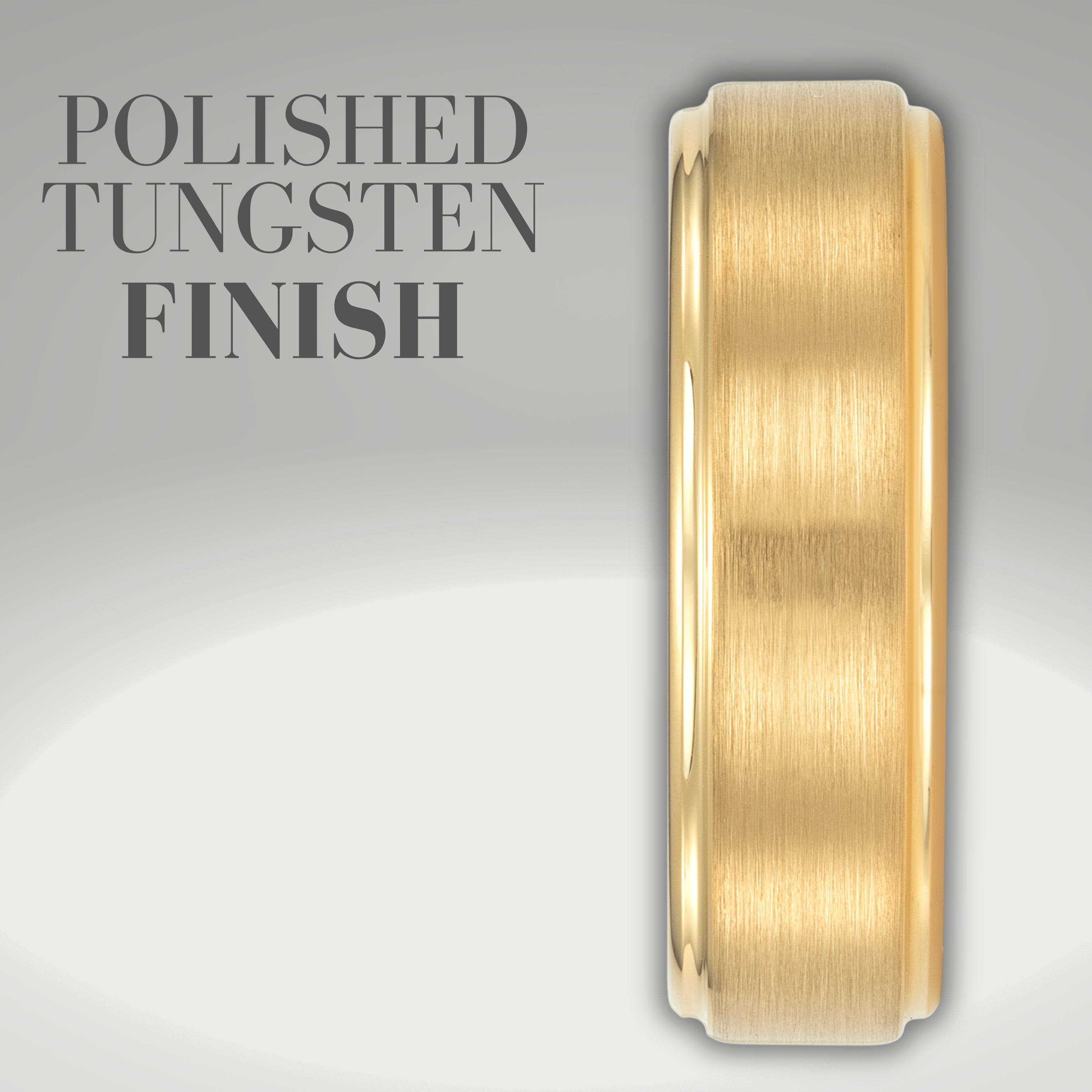 Willis Judd Mens Tungsten Gold Ring Engraved I Love You in Wooden Gift Box 7mm