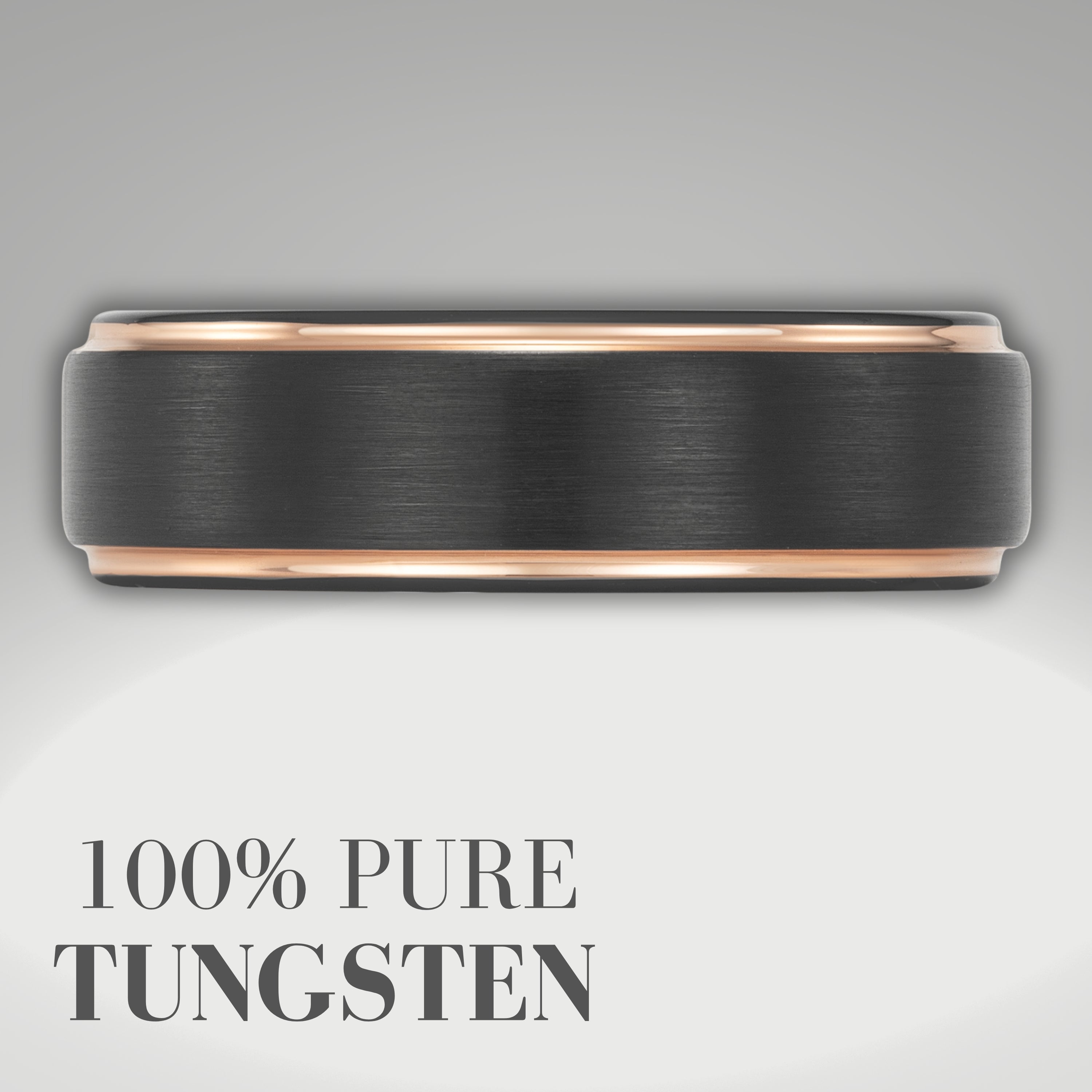 Willis Judd Mens Tungsten Ring Engraved I Love You in Wooden Gift Box 7mm Black Gold