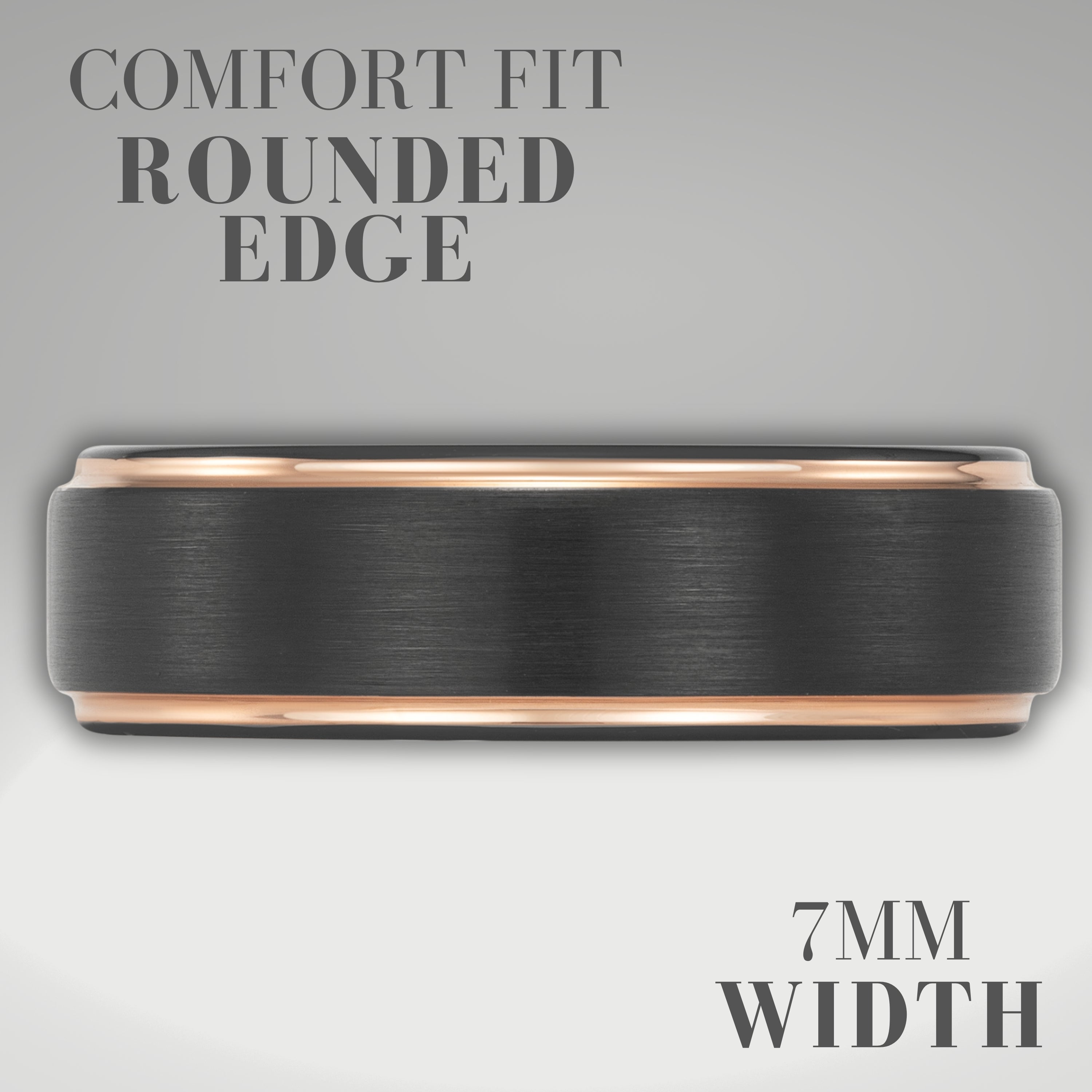 Willis Judd Mens Tungsten Ring Engraved I Love You in Wooden Gift Box 7mm Black Gold