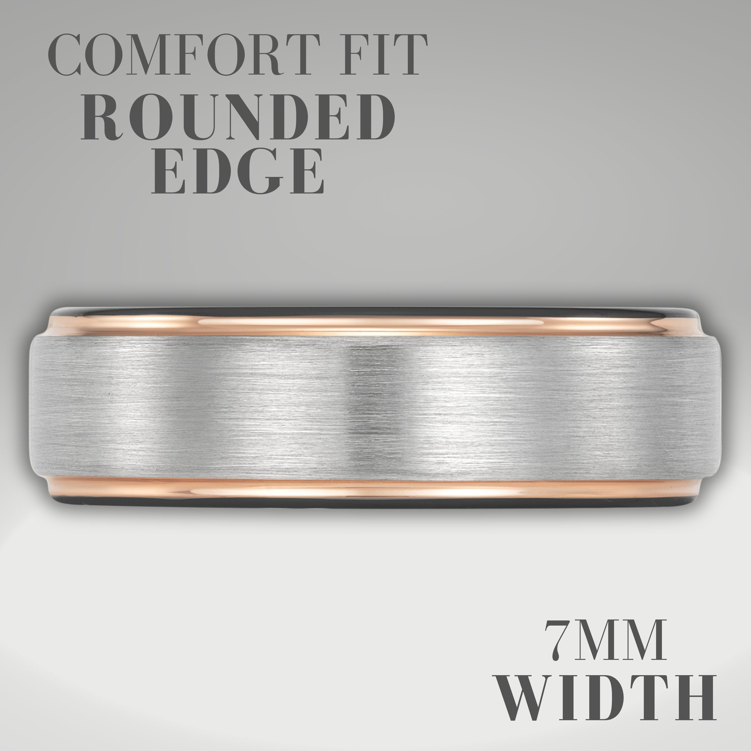 Willis Judd Mens Tungsten Ring Engraved I Love You in Wooden Gift Box 7mm Dark Silver