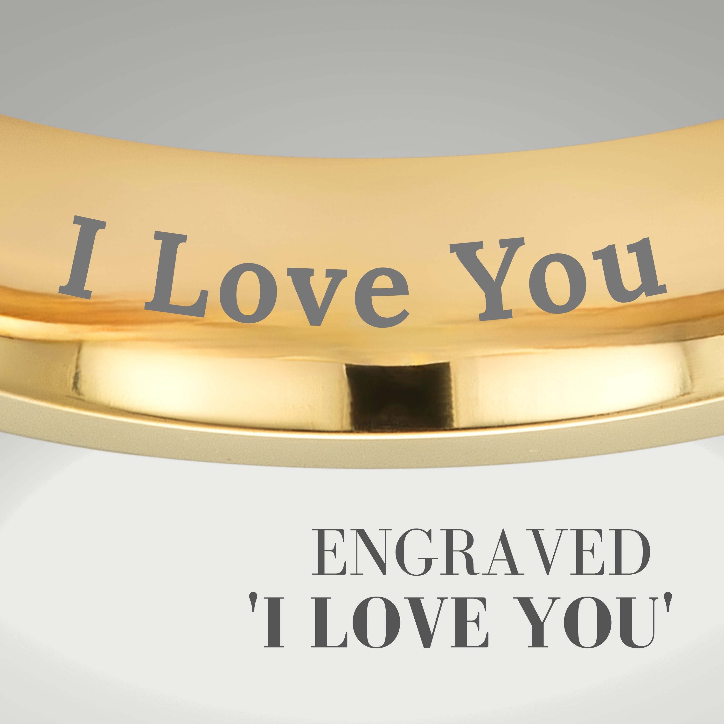 Willis Judd I Love You Mens Ring In Wooden Gift Box 5mm Gold Titanium Ring for Men Wedding Band Ring Mens Engagement Ring Groove Promise Ring Comfort Fit