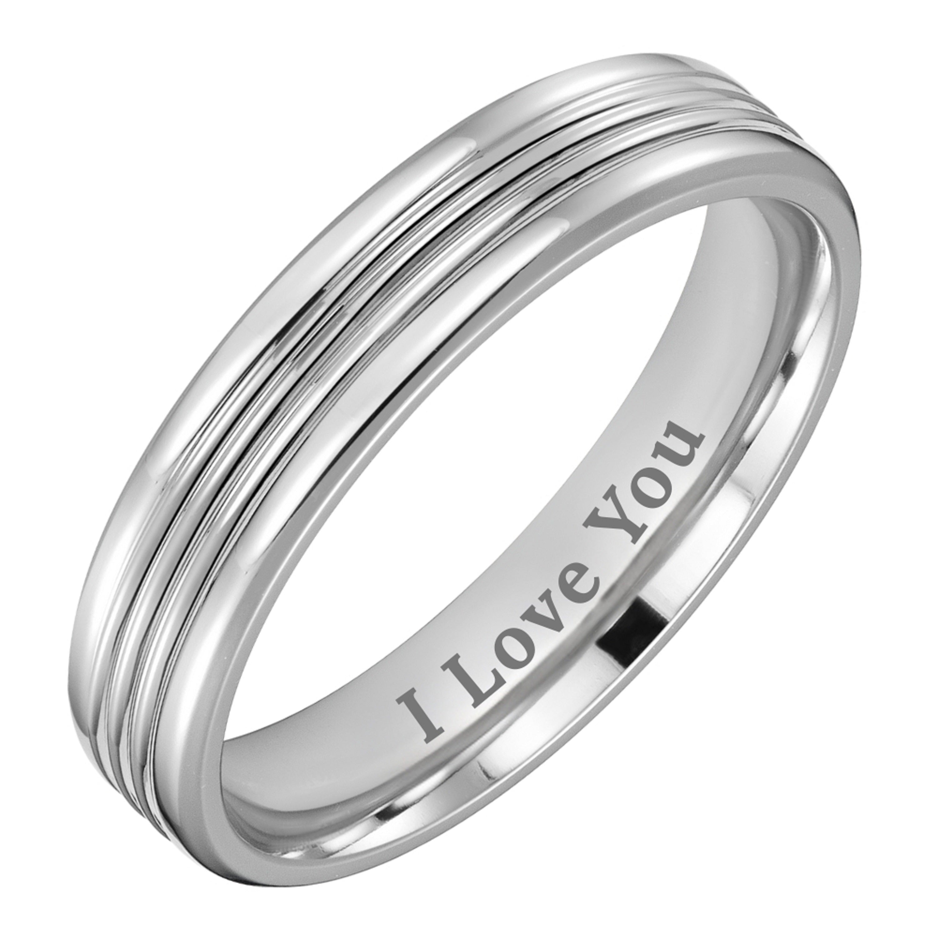 Willis Judd Mens Titanium Ring Engraved I Love You In Gift Box 5mm Wedding Band Ring for Men Engagement Ring Comfort Fit