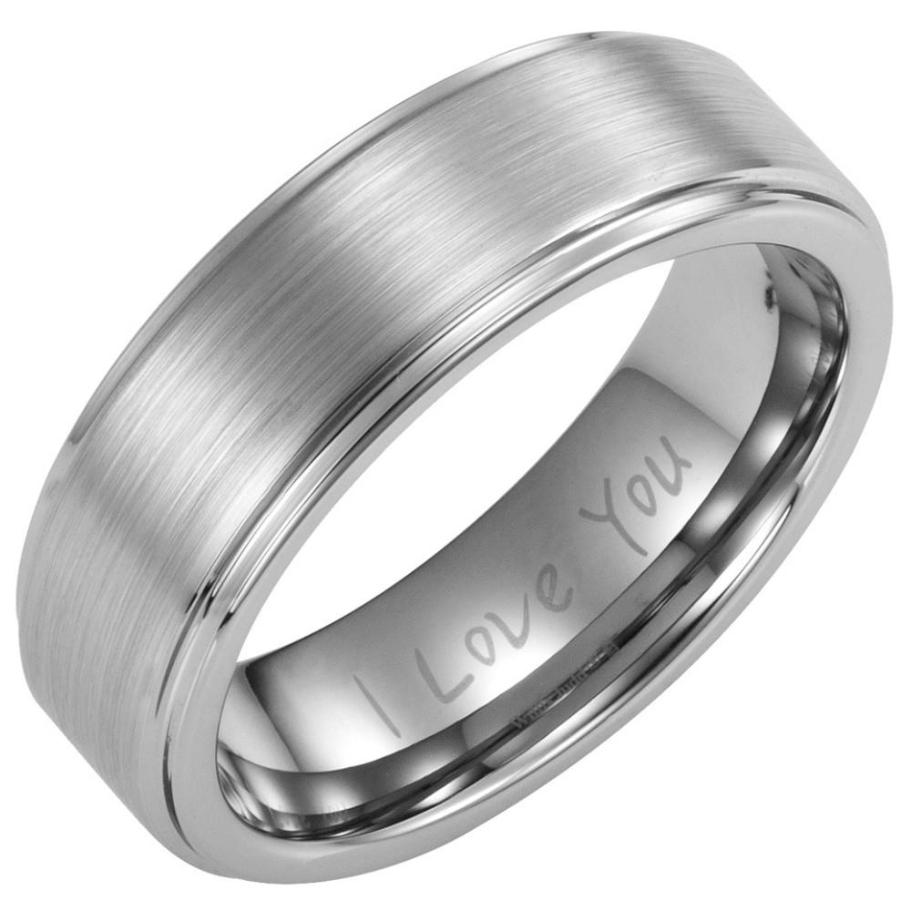 Men’s Tungsten Etched Ring - I Love You 7mm