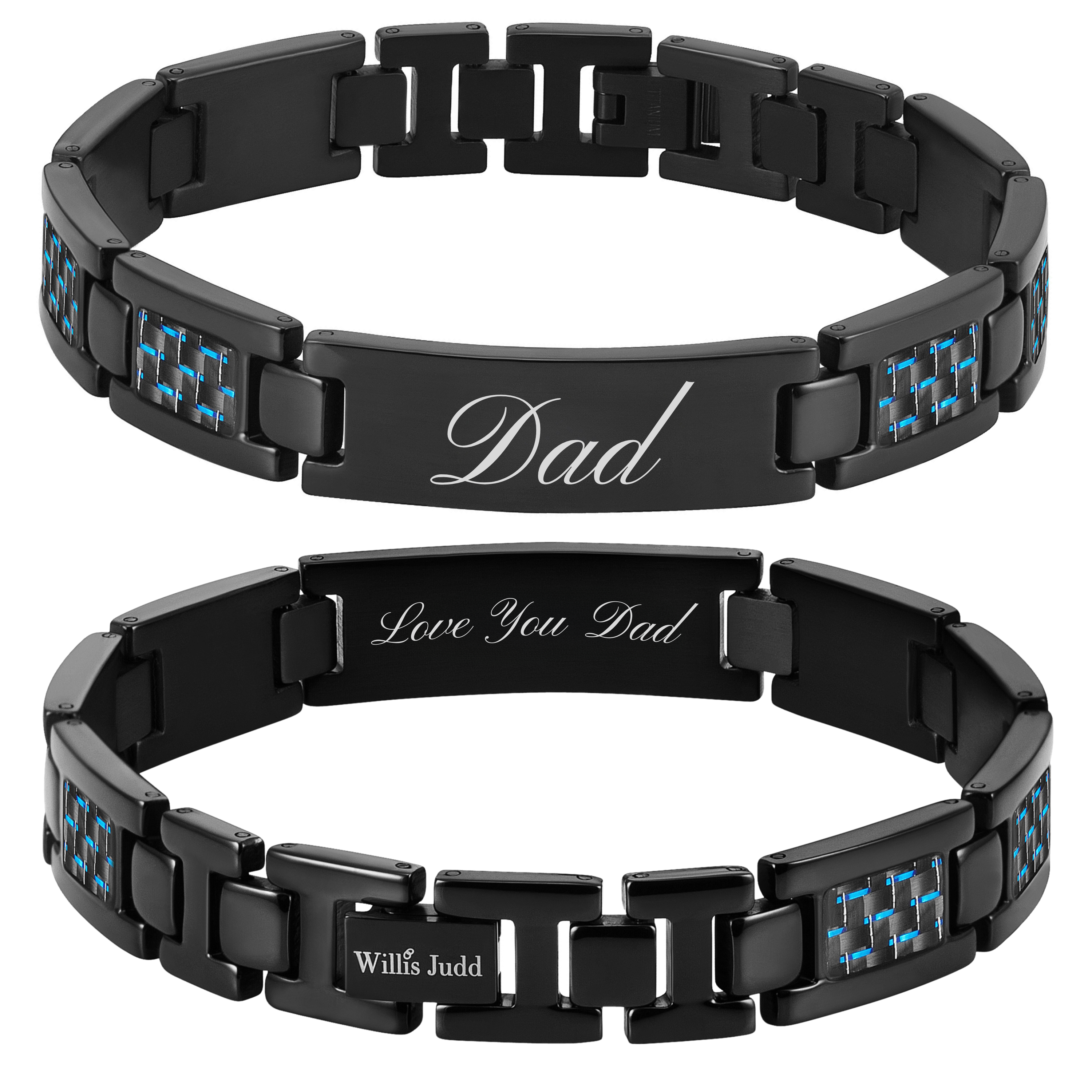 Mens Dad Bracelet Etched Love You Dad by Willis Judd