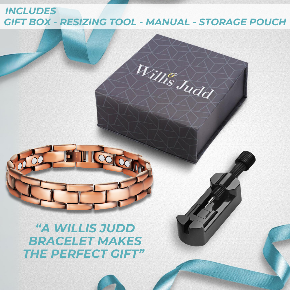 Mens Double Row Magnetic Copper Bracelet Size Adjustable By Willis Judd