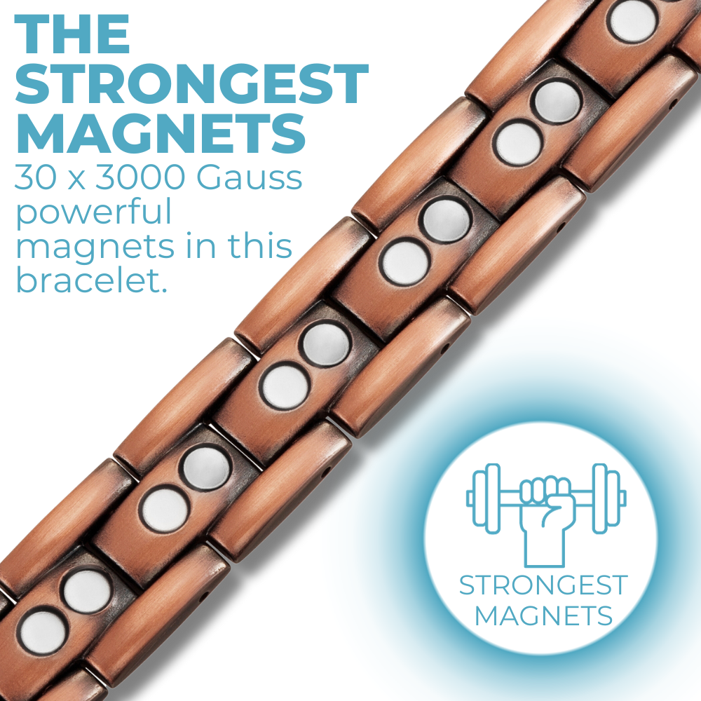 Mens Double Row Magnetic Copper Bracelet Size Adjustable By Willis Judd
