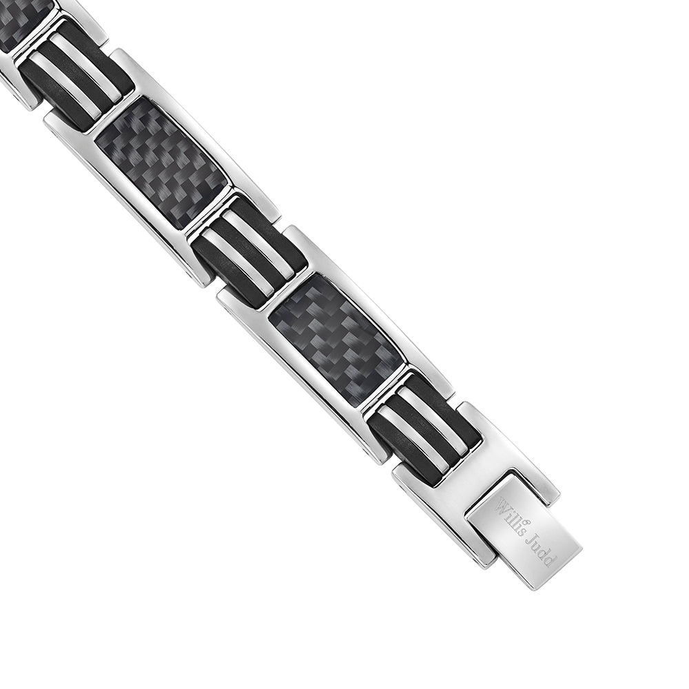 Mens Magnetic Bracelet, with Carbon Fiber, Size Adjustable By Willis Judd