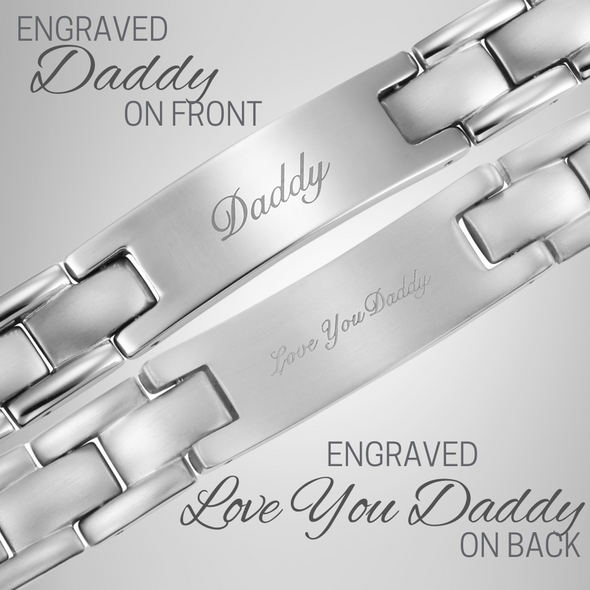 DADDY Mens Titanium Bracelet Engraved With Love You Daddy