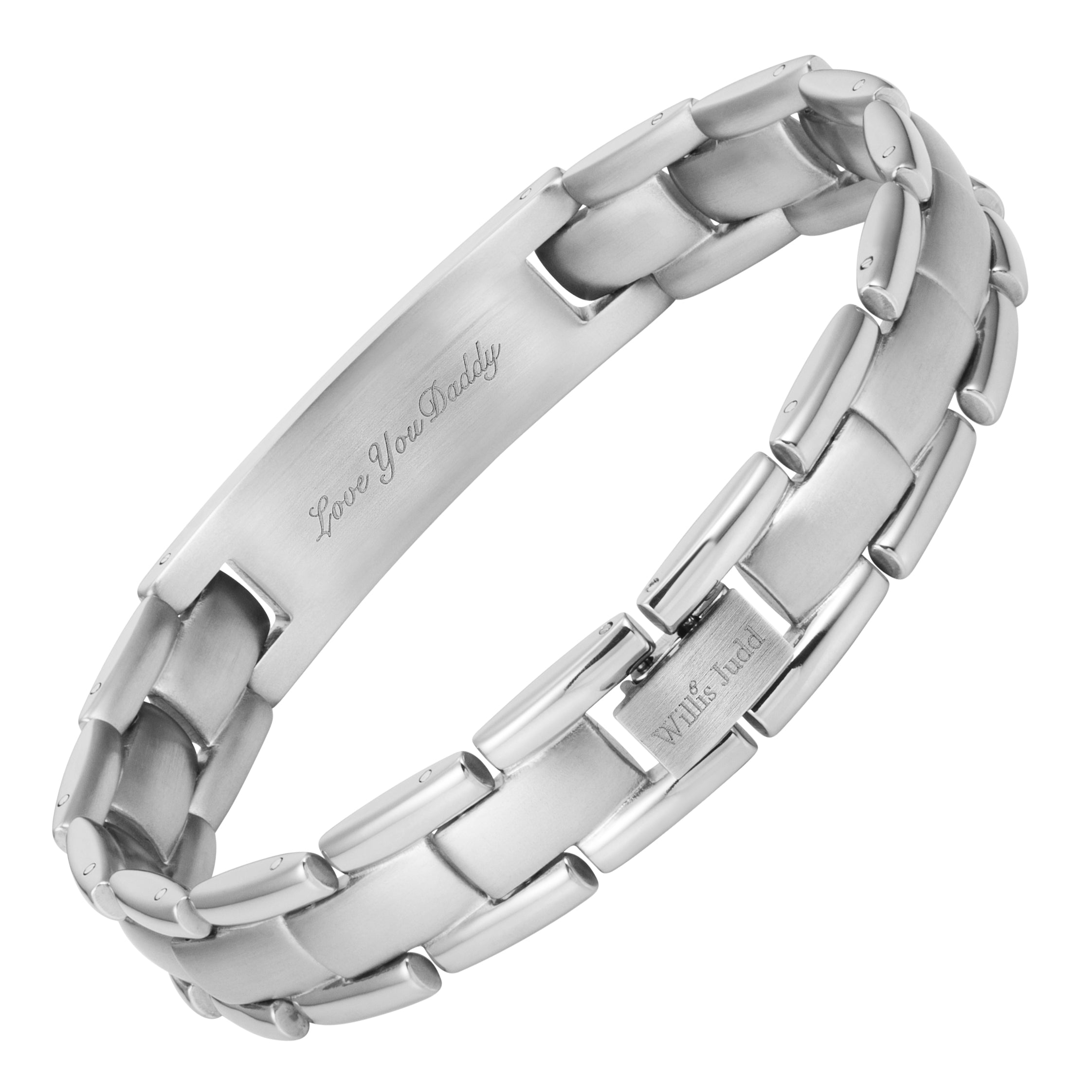 DADDY Mens Titanium Bracelet Etched With Love You Daddy