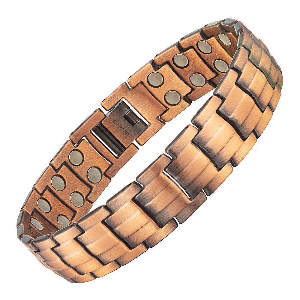 Mens Copper Double Row Magnetic Bracelet Size Adjustable By Willis Judd