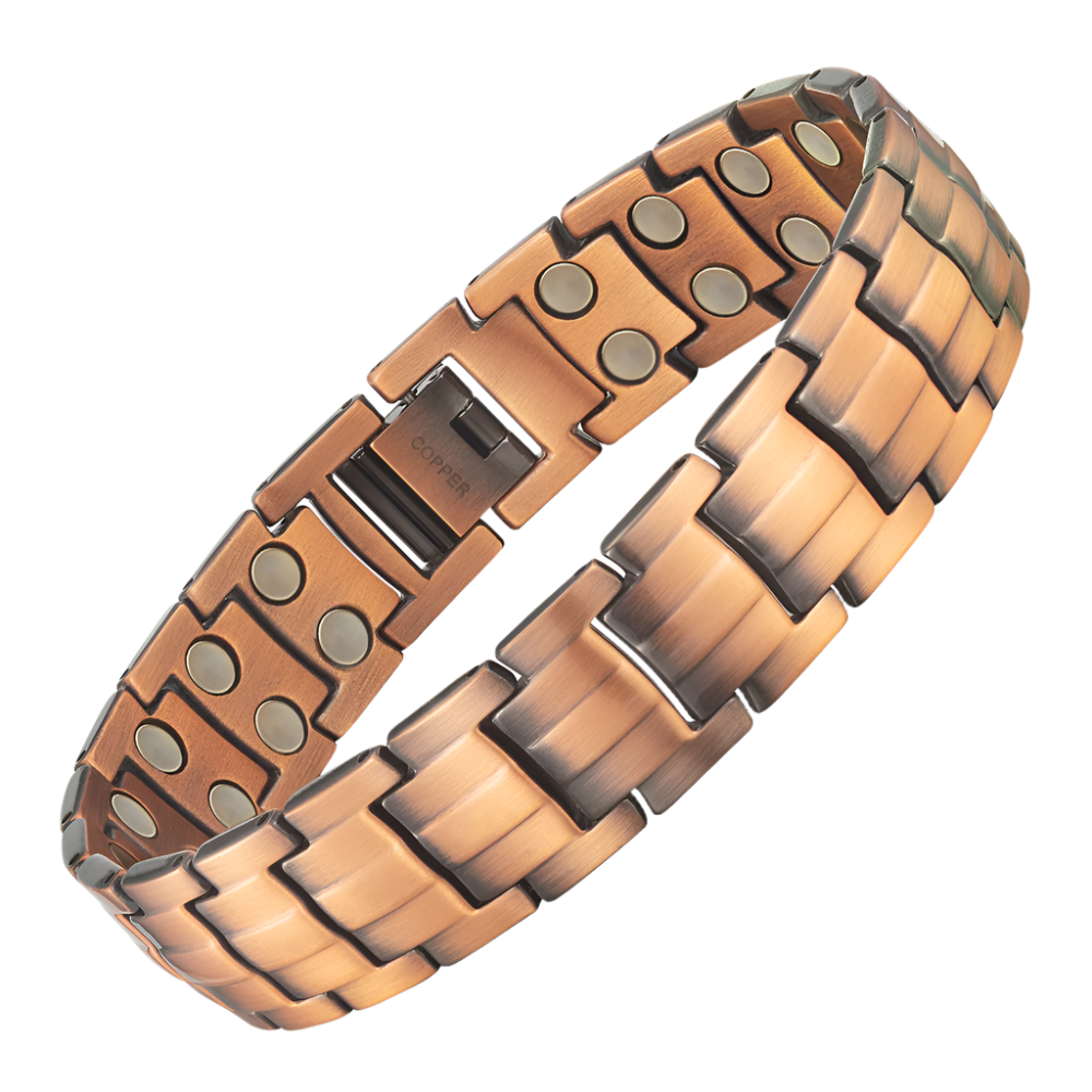 Mens Copper Double Row Magnetic Bracelet Size Adjustable By Willis Judd
