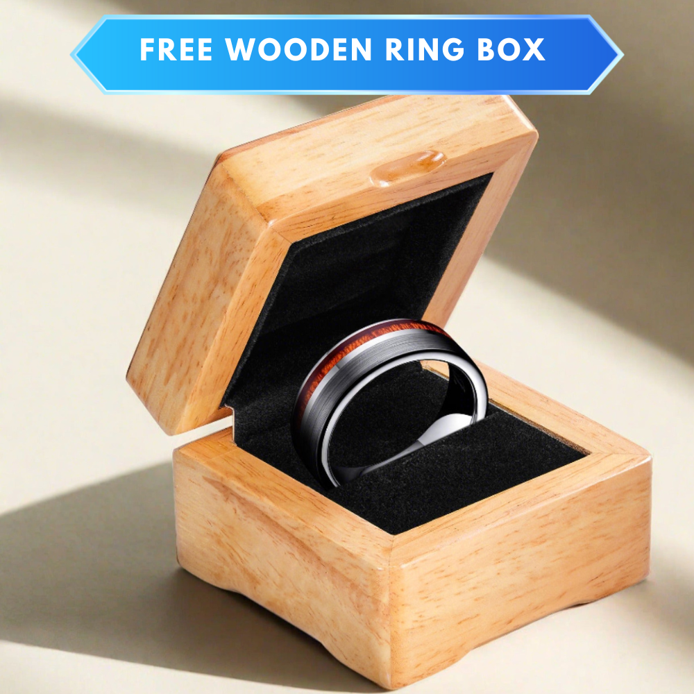 Mens Tungsten Ring 8mm Wooden Inlay