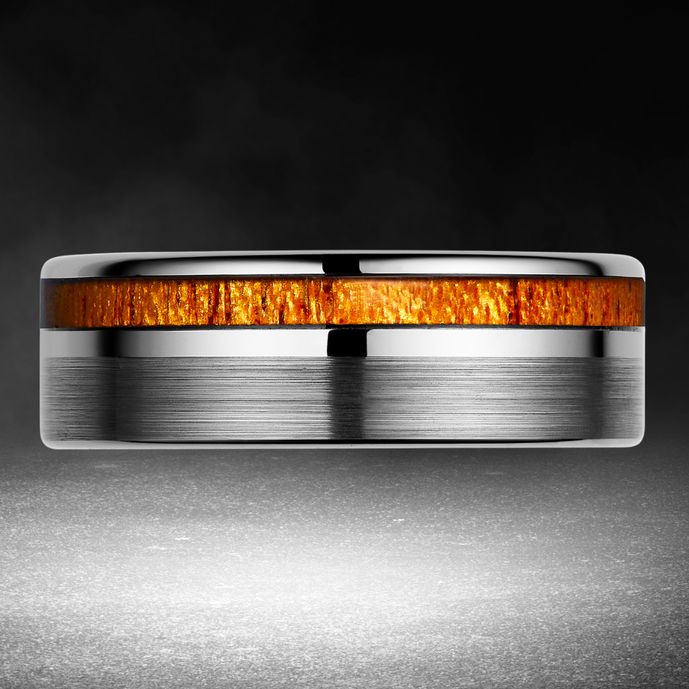 Mens Tungsten Ring 8mm Wooden Inlay