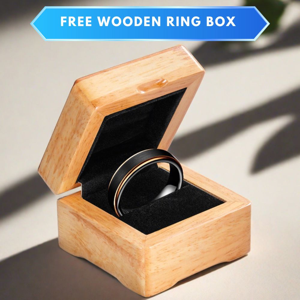 Mens Black Gold Tungsten Ring 6mm
