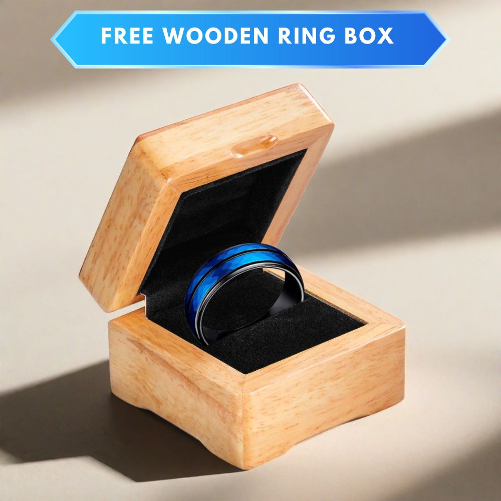 Mens Blue Tungsten Ring Band 8mm