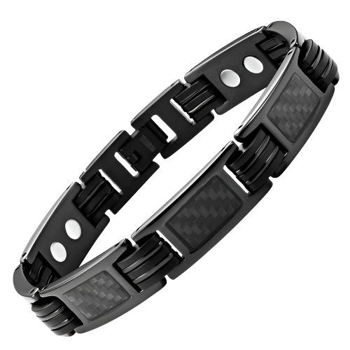 Mens Double Row Black Magnetic Bracelet Size Adjustable By Willis Judd