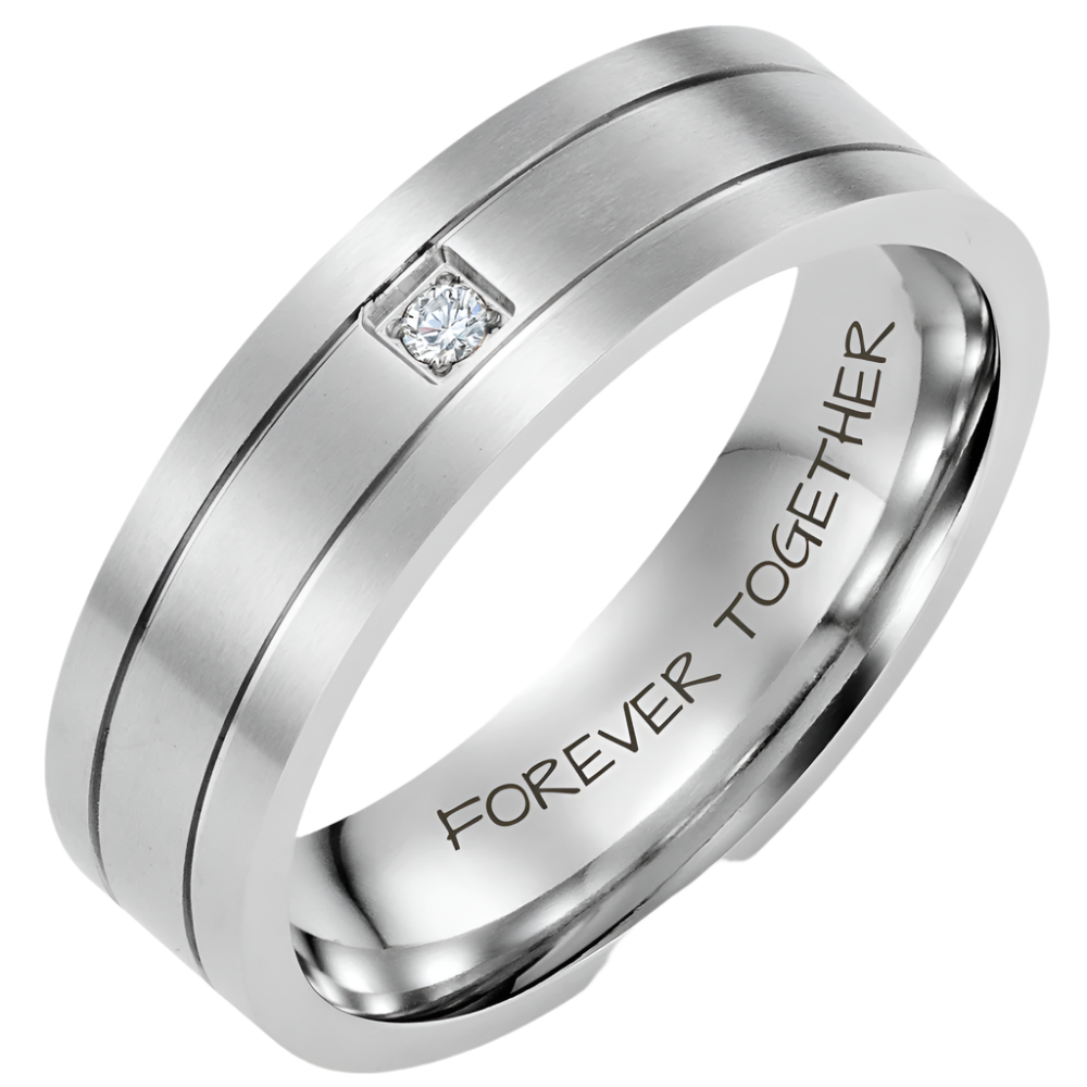 Mens Forever Together  Ring Titanium  7mm