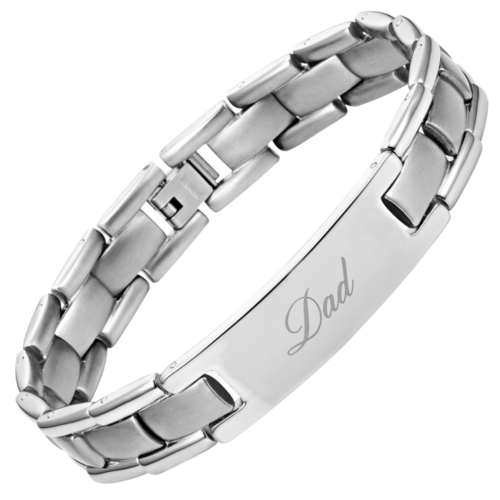 Mens Dad Bracelet Engraved Best Dad Ever - Silver