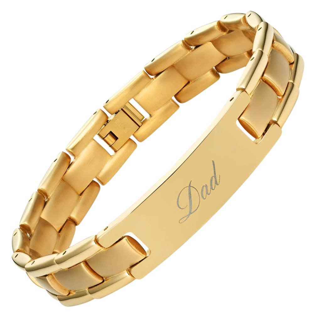 Dad Bracelet Etched Best Dad Ever Gold Titanium