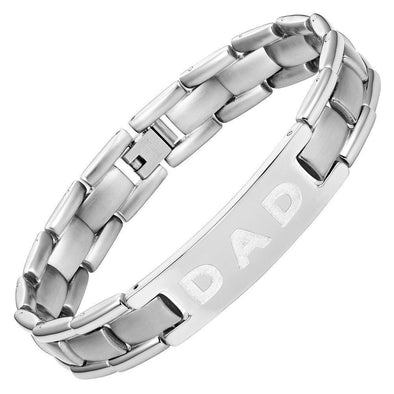 Willis Judd Mens Titanium DAD Bracelet Engraved Love You Dad with Gift Box & Link Removal Tool