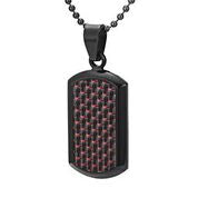 Men's Stainless Steel Black Carbon Fiber Pendant Necklace