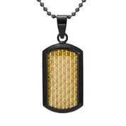 Men's Stainless Steel Black Carbon Fiber Pendant Necklace