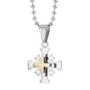 Men's Stainless Steel Black Carbon Fiber Pendant Necklace